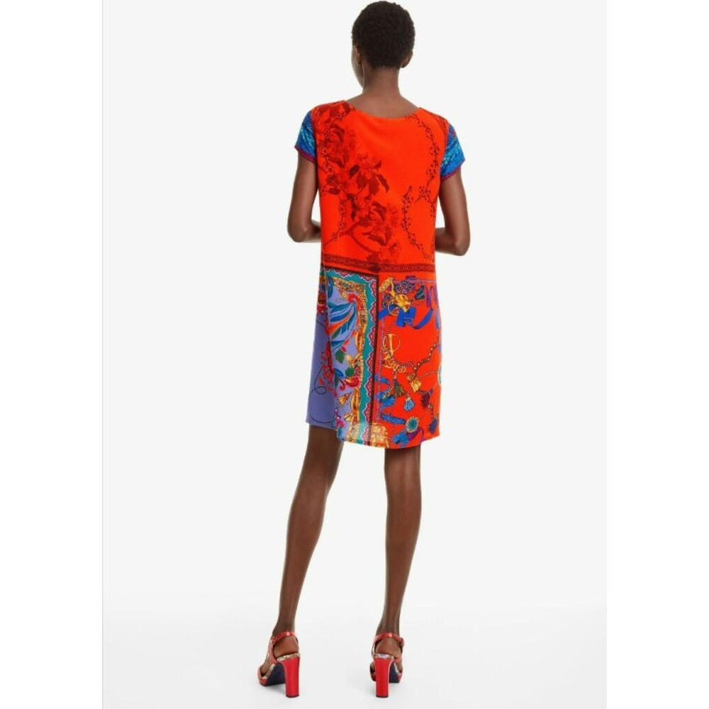 Desigual Koda Dress Size 40 Shift Mini Patchwork BOHO Scarf Print Festival Artsy - Picture 2 of 16
